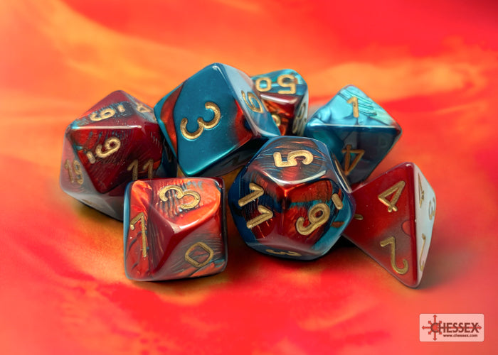 Gemini® Red-Teal/gold  7-Die Set