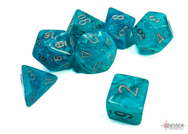 Cirrus Aqua/silver Polyhedral 7-Dice Set