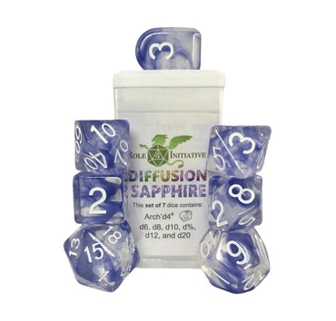 Set of 7 Dice w/ Arch'd4: Diffusion Sapphire