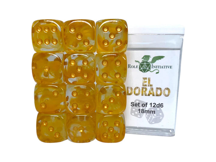 Set of 12d6 pip (18mm): Diffusion El Dorado w/ Metallic Gold