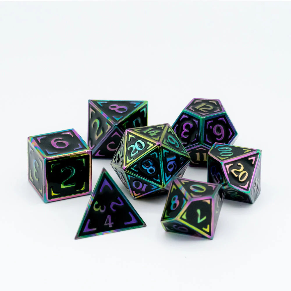Set of 7 Metal Dice: Reticle Zenith Dark