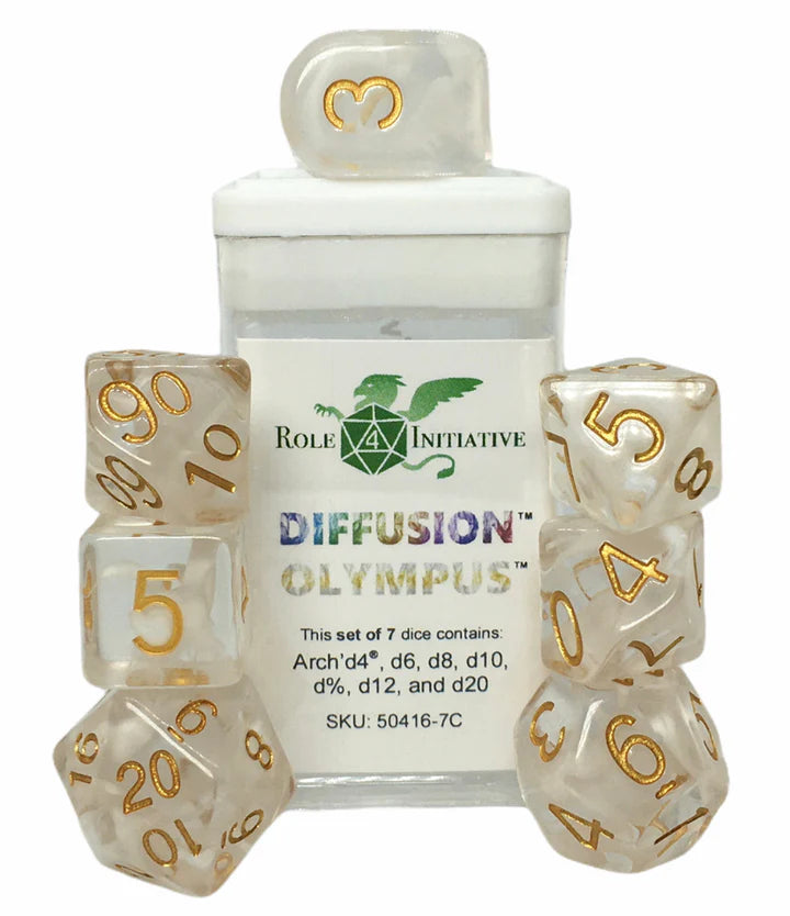Set of 7 dice w/ Arch'd4: Diffusion Olympus