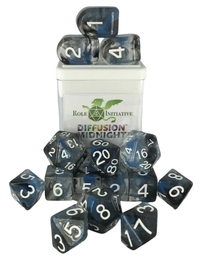 Set of 15 dice w/ Arch'd4: Diffusion Midnight