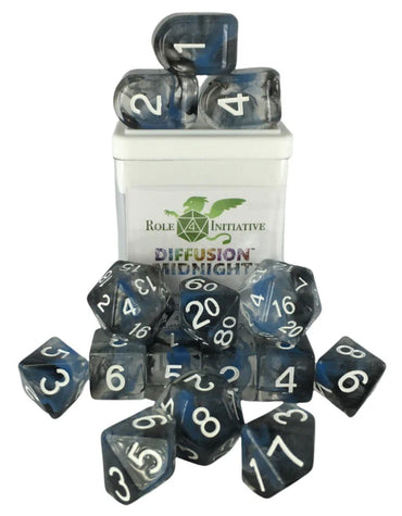 Set of 15 dice w/ Arch'd4: Diffusion Midnight