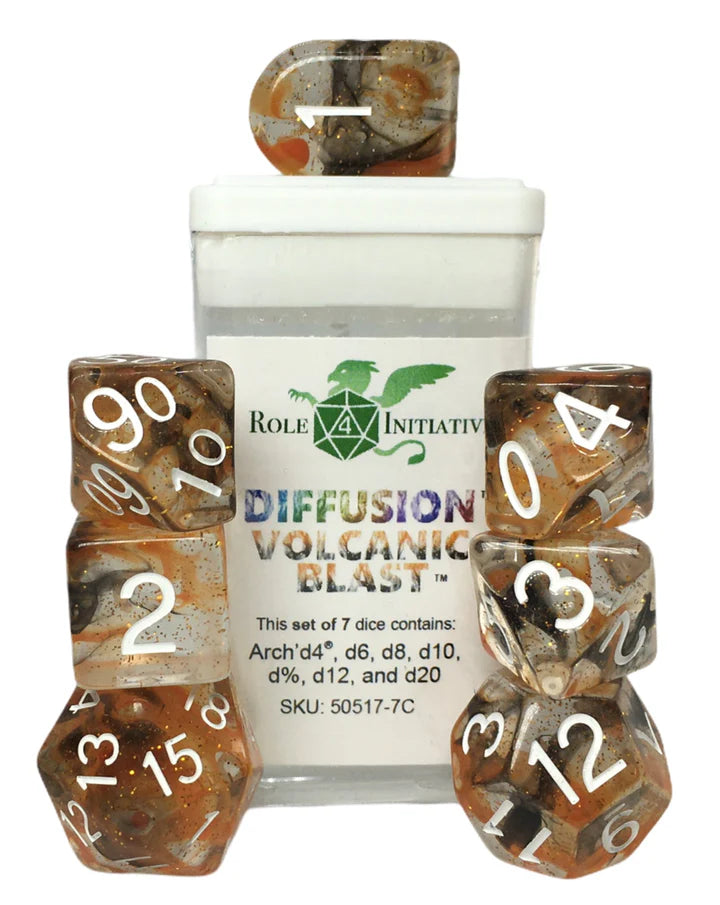 Set of 7 Dice w/ Arch'd4: Diffusion Volcanic Blast