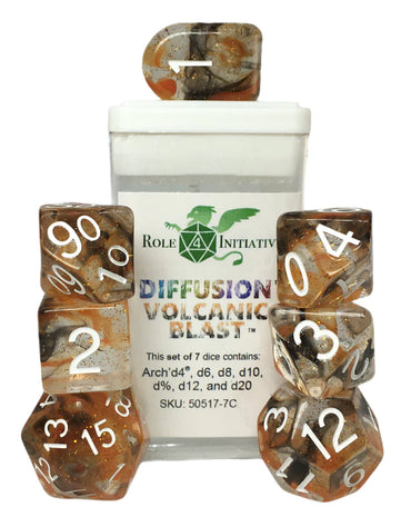 Set of 7 Dice w/ Arch'd4: Diffusion Volcanic Blast