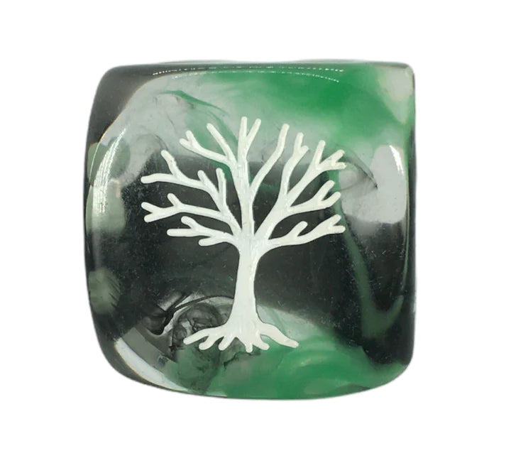Set of 12d6 pip (18mm): Diffusion Dark Forest w/ White