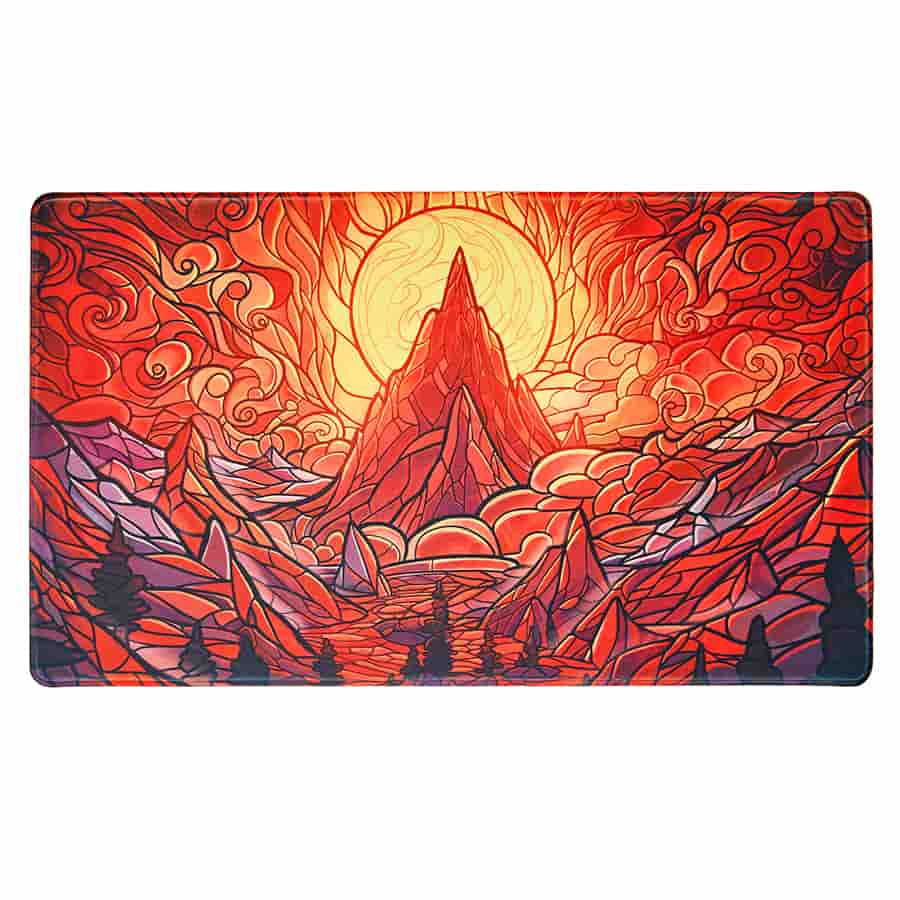 ARCANE FORTRESS: STAINED GLASS: BURNING MOUNTAIN STANDARD PLAYMAT