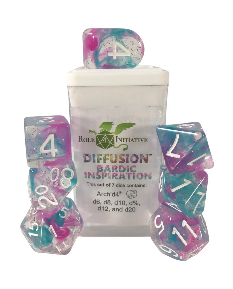 Set of 7 dice w/ Arch'd4: Bardic Inspiration