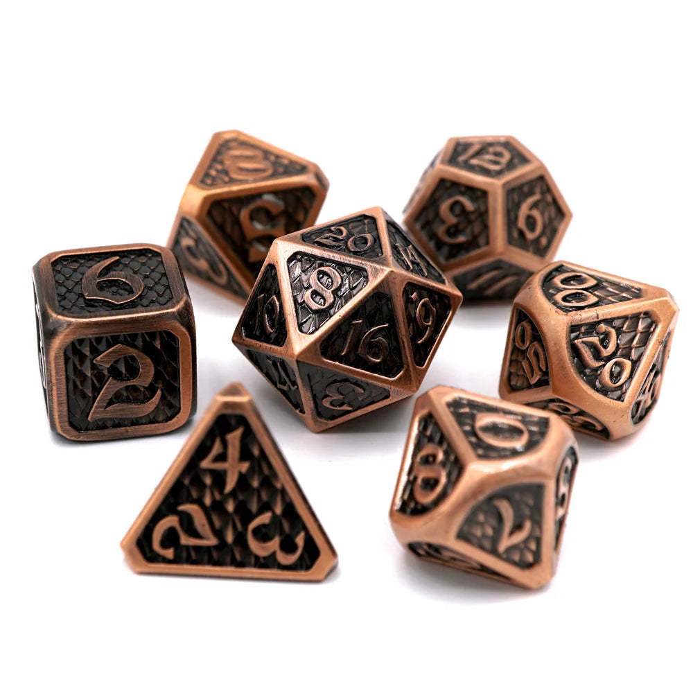 Set of 7 Metal Dice: Drakona Eldric Cuprum