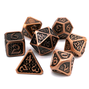 Set of 7 Metal Dice: Drakona Eldric Cuprum
