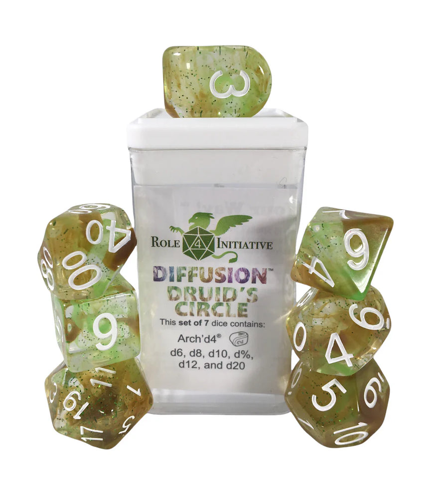 Set of 7 dice w/ Arch'd4: Diffusion Druid's Circle