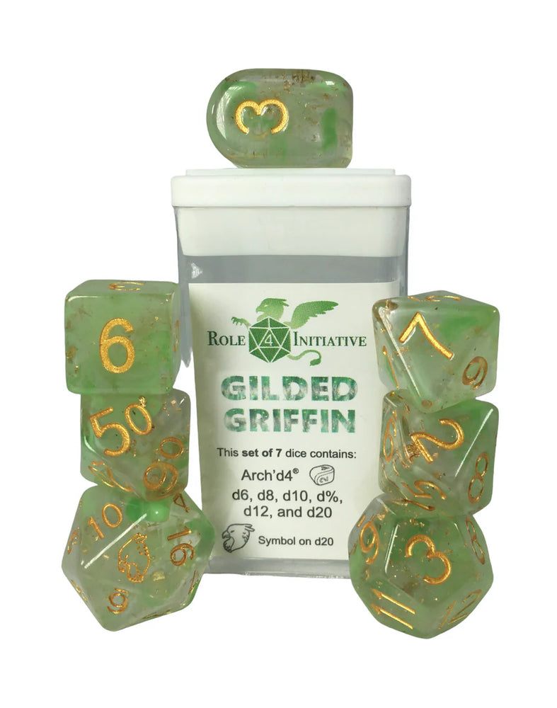 Set of 7 dice w/ Arch'd4: Gilded Griffin